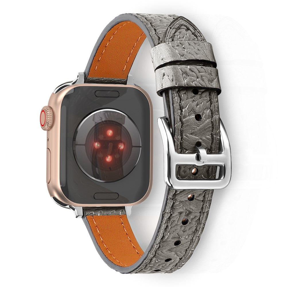Helt vildt cool Apple Watch Series 7 45mm Ægte læder Rem - Sølv#serie_1