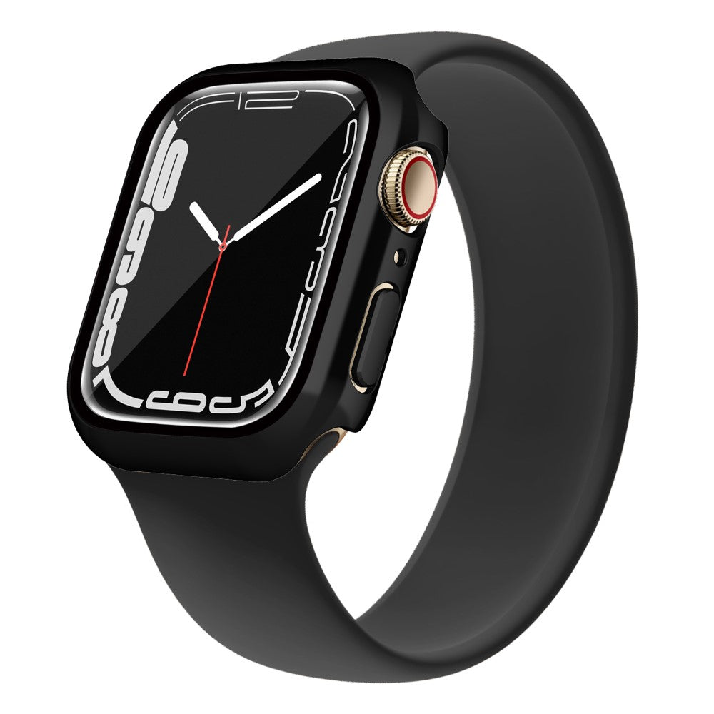 Super Pænt Apple Watch Series 7 45mm Cover med Skærmbeskytter i Plastik og Hærdet Glas - Sort#serie_1