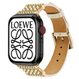 Apple Watch Series 7 45mm Genuine Leather And Rhinestone Strap