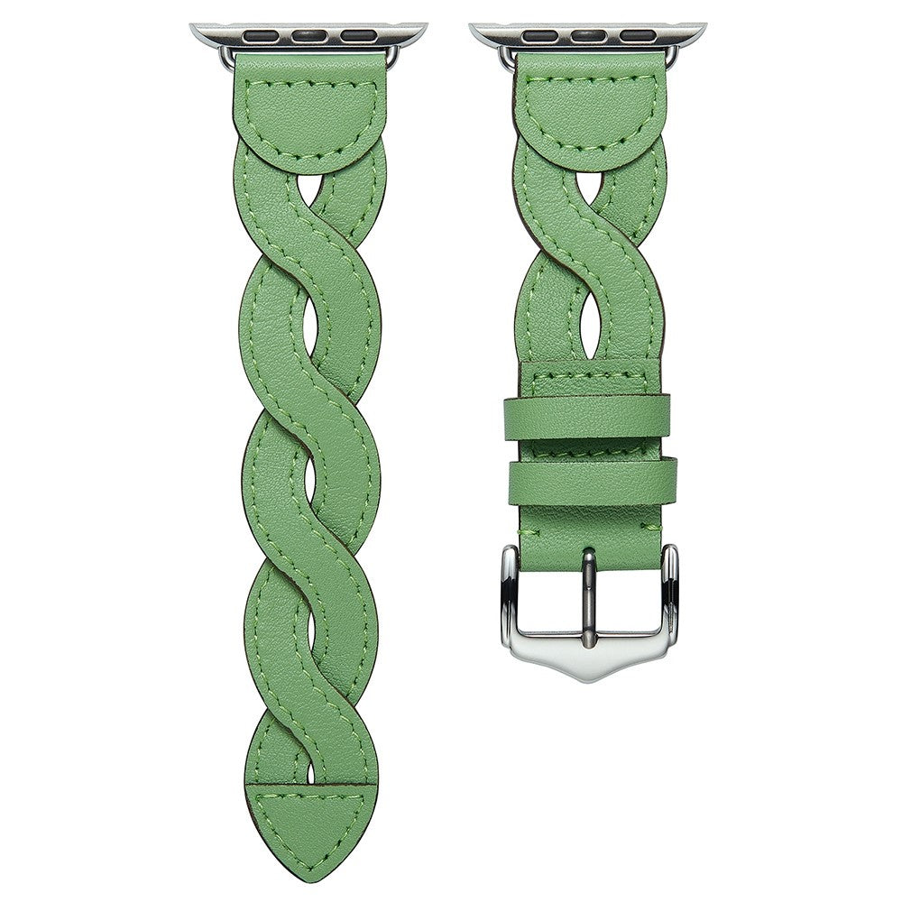 Helt vildt fed Apple Watch Series 7 45mm Ægte læder Rem - Grøn#serie_5