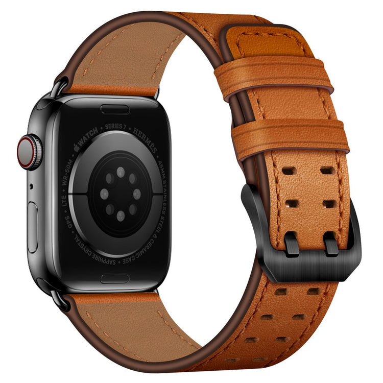 Mega nydelig Apple Watch Series 7 45mm Ægte læder Rem - Brun#serie_7