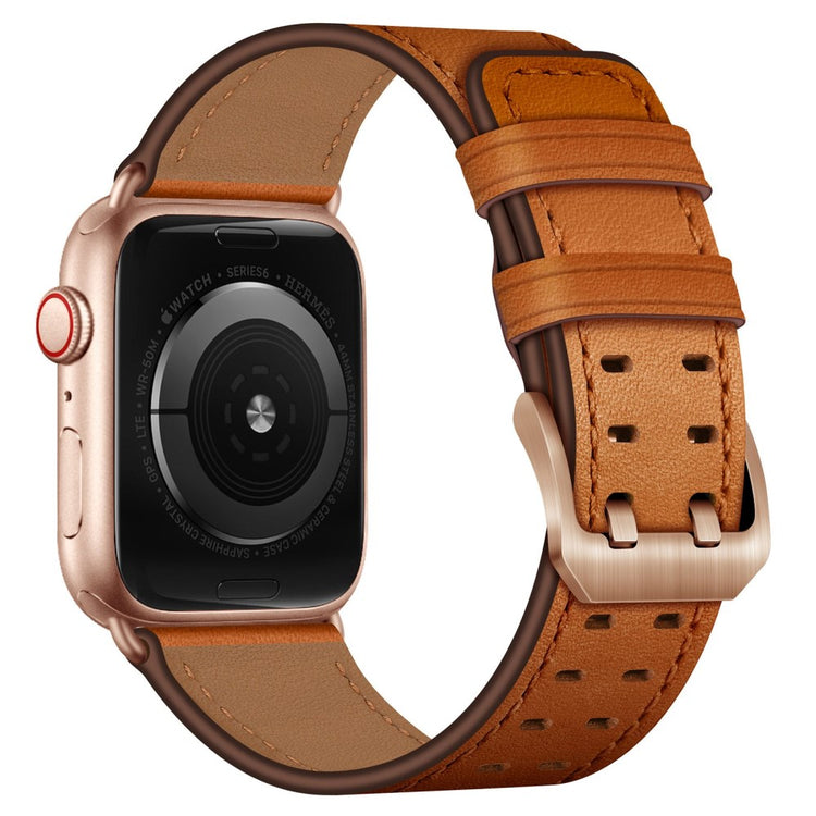 Mega nydelig Apple Watch Series 7 45mm Ægte læder Rem - Brun#serie_8