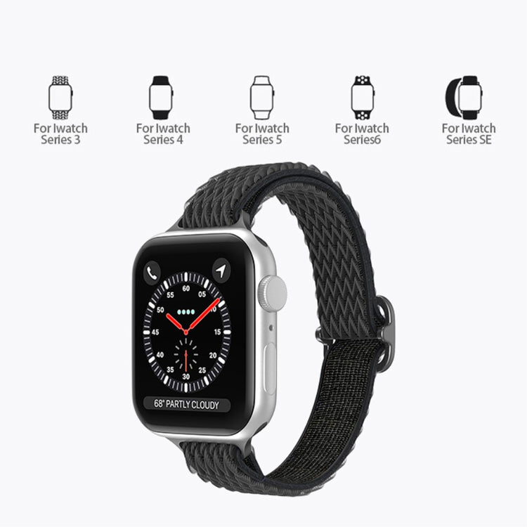 Rigtigt skøn Apple Watch Series 7 45mm Stof Urrem - Sort#serie_7