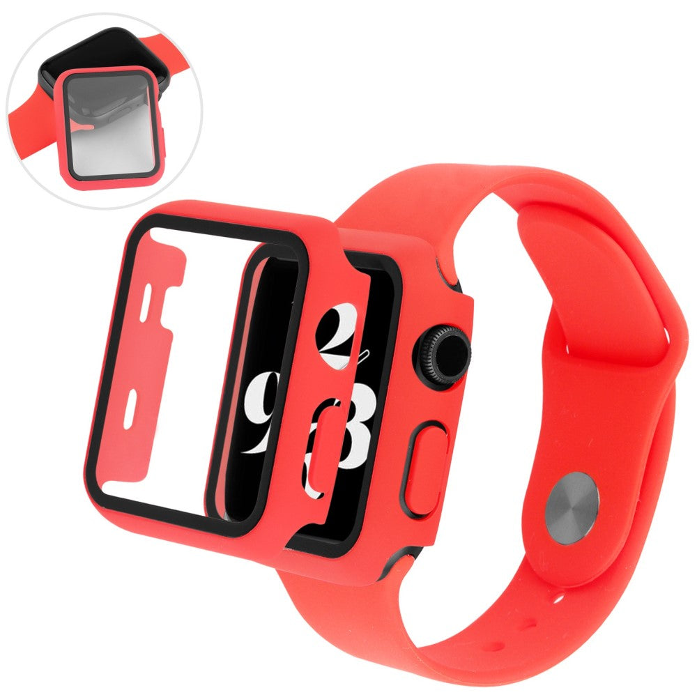 Vildt Fed Apple Watch Ultra Cover med Skærmbeskytter i Plastik og Hærdet Glas - Rød#serie_4