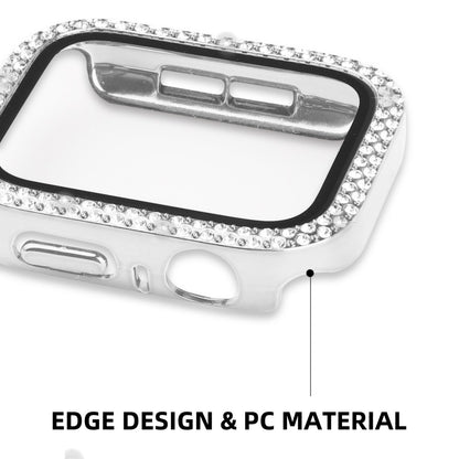 Godt Apple Watch Series 8 (41mm) / Apple Watch Series 7 41mm Cover med Skærmbeskytter i Plastik, Rhinsten og Hærdet Glas - Sølv#serie_2