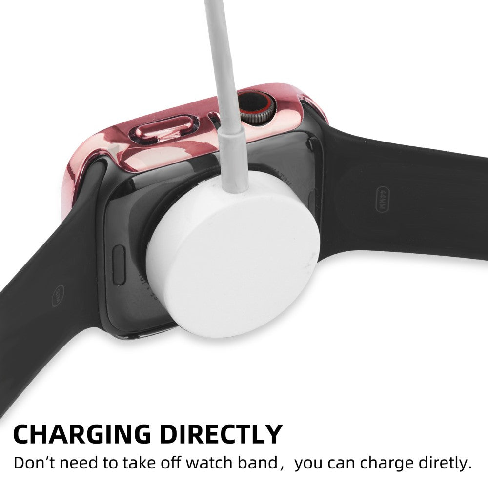 Godt Apple Watch Series 8 (41mm) / Apple Watch Series 7 41mm Cover med Skærmbeskytter i Plastik, Rhinsten og Hærdet Glas - Pink#serie_5