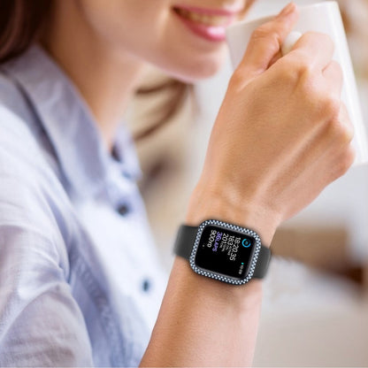 Godt Apple Watch Series 8 (41mm) / Apple Watch Series 7 41mm Cover med Skærmbeskytter i Plastik, Rhinsten og Hærdet Glas - Blå#serie_8