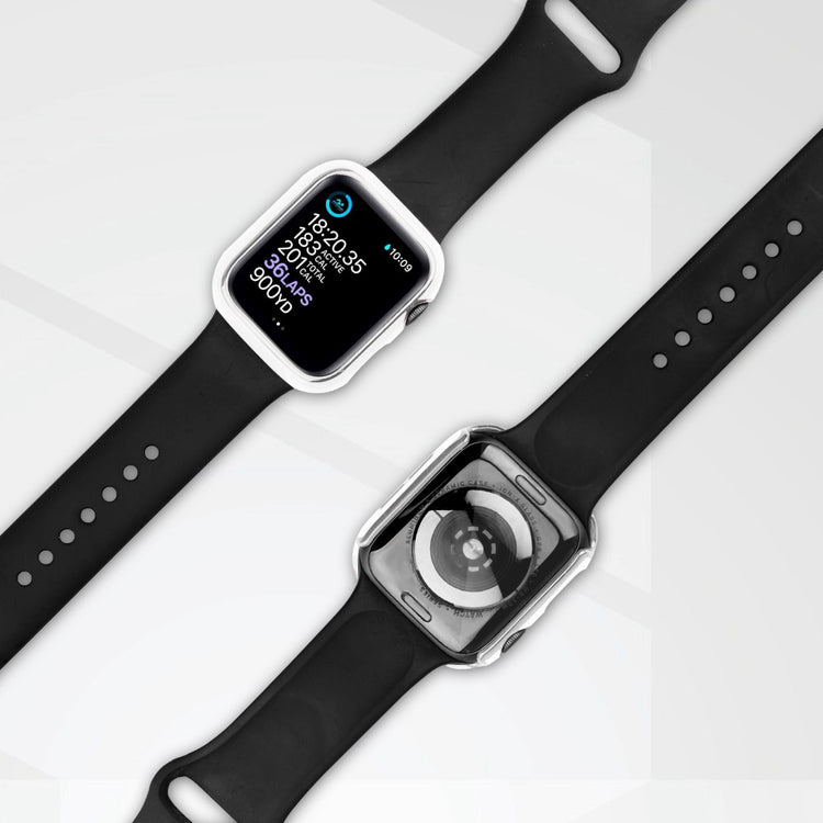 Mega Fint Apple Watch Series 8 (41mm) / Apple Watch Series 7 41mm Cover med Skærmbeskytter i Plastik og Hærdet Glas - Sølv#serie_3