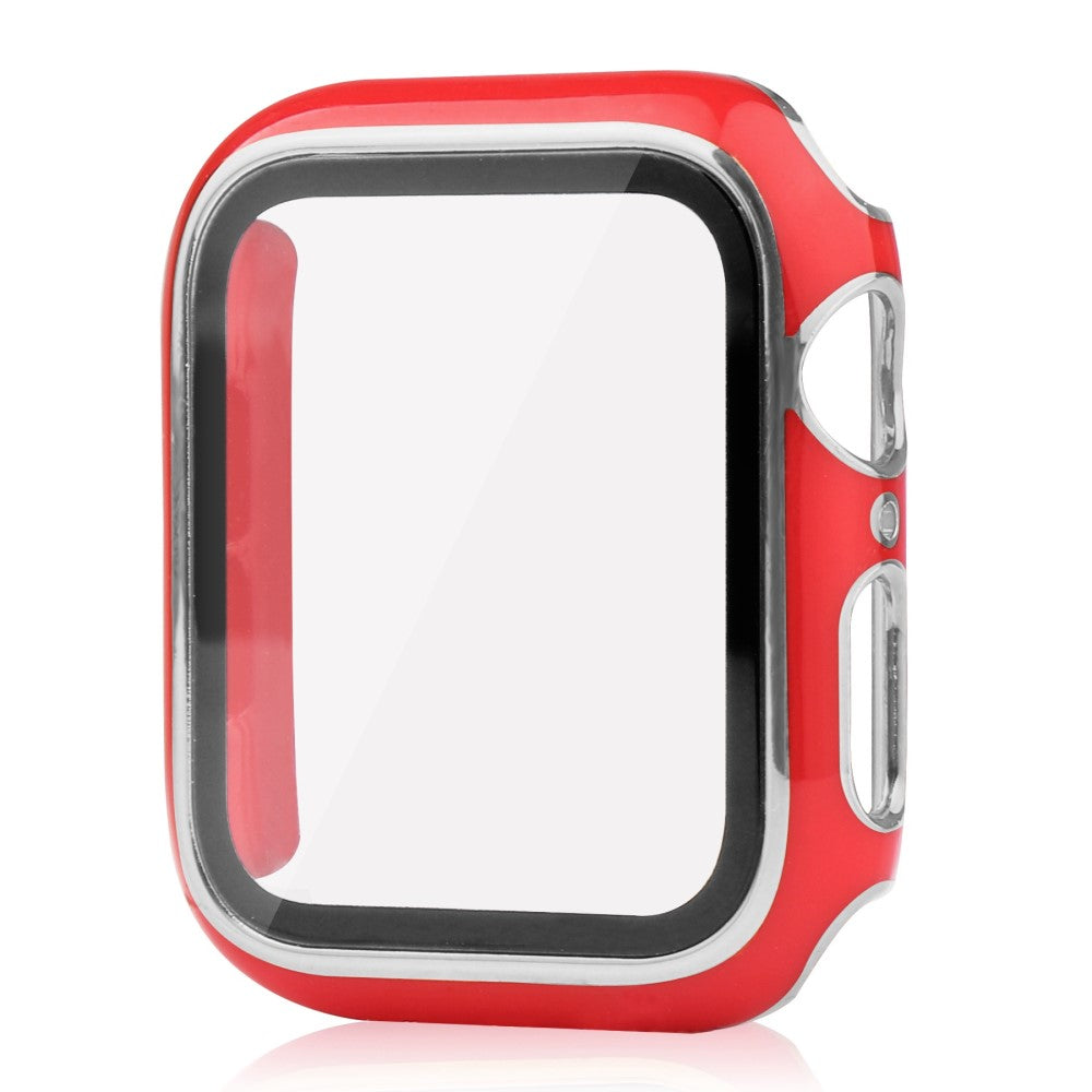 Mega Fint Apple Watch Series 8 (41mm) / Apple Watch Series 7 41mm Cover med Skærmbeskytter i Plastik og Hærdet Glas - Rød#serie_8