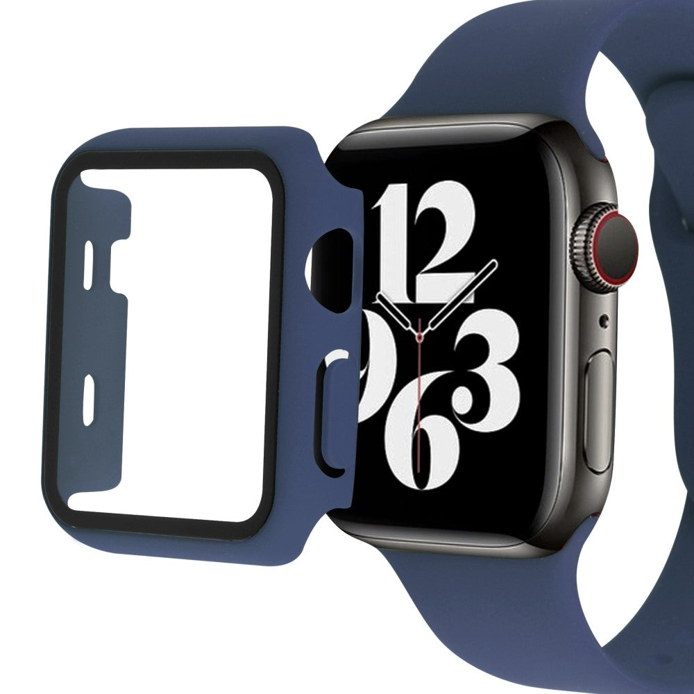 Apple Watch Series 8 (41mm) / Apple Watch Series 7 41mm Plastik Rem med Cover og Hærdet Glas - Blå#serie_13