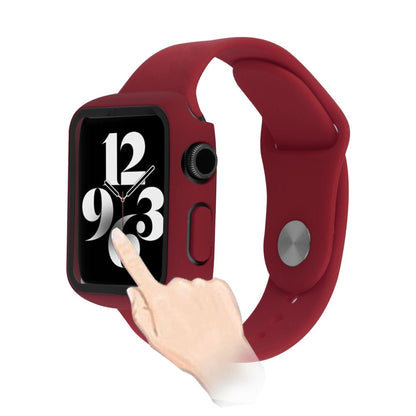 Apple Watch Series 8 (41mm) / Apple Watch Series 7 41mm Plastik Rem med Cover og Hærdet Glas - Rød#serie_3