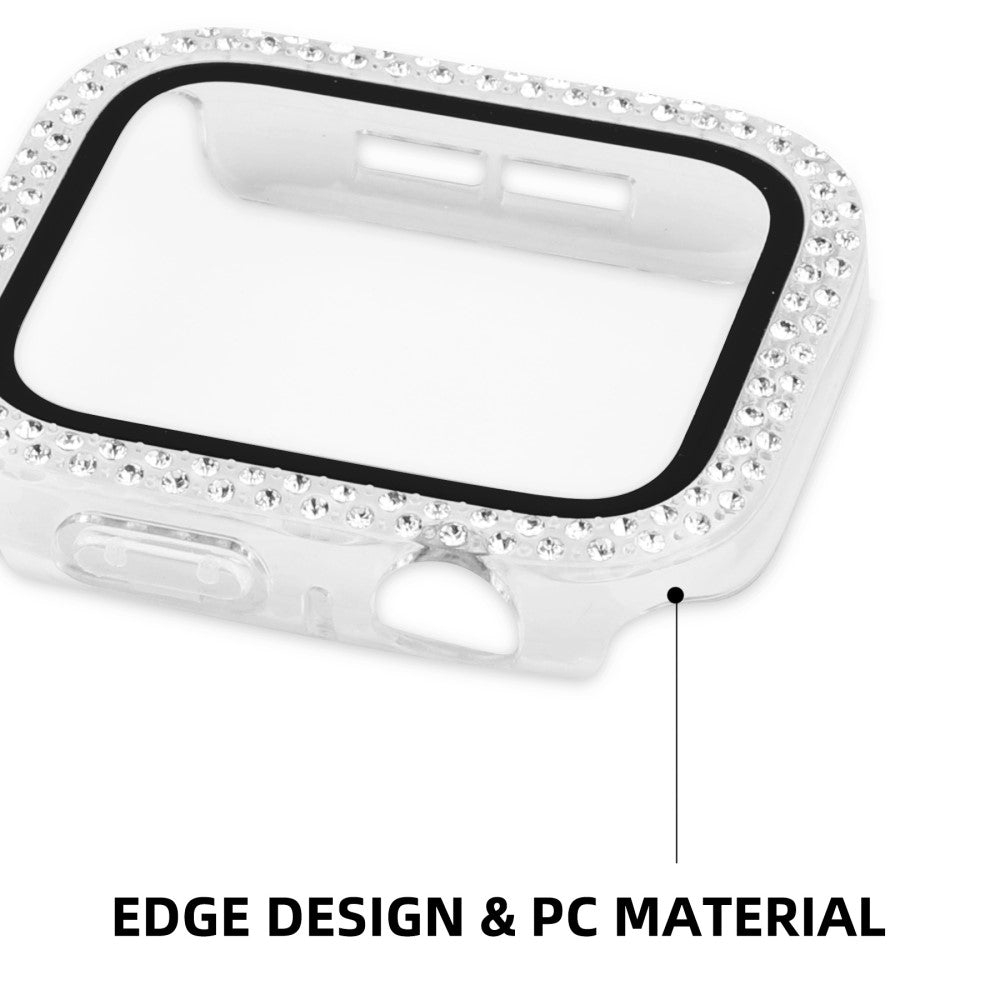 Super Fint Apple Watch Series 8 (45mm) / Apple Watch Series 7 45mm Cover med Skærmbeskytter i Plastik, Rhinsten og Hærdet Glas - Gennemsigtig#serie_2