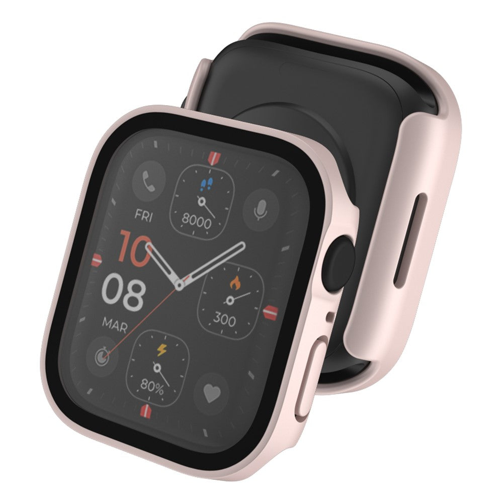 Mega Fed Apple Watch Series 8 (45mm) / Apple Watch Series 7 45mm Cover med Skærmbeskytter i Plastik og Hærdet Glas - Pink#serie_3