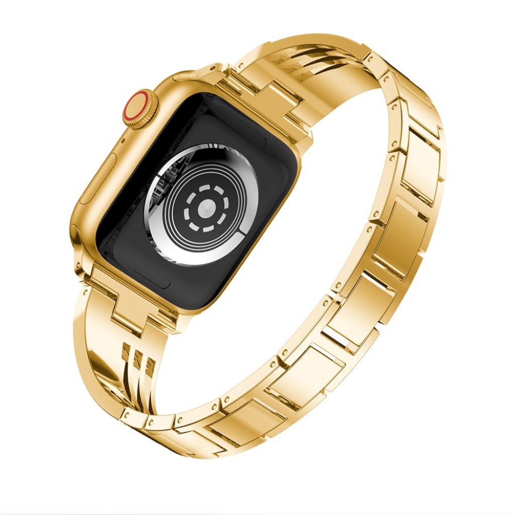 Slidstærk Apple Watch Series 1-3 42mm Metal og Rhinsten Rem - Guld#serie_5