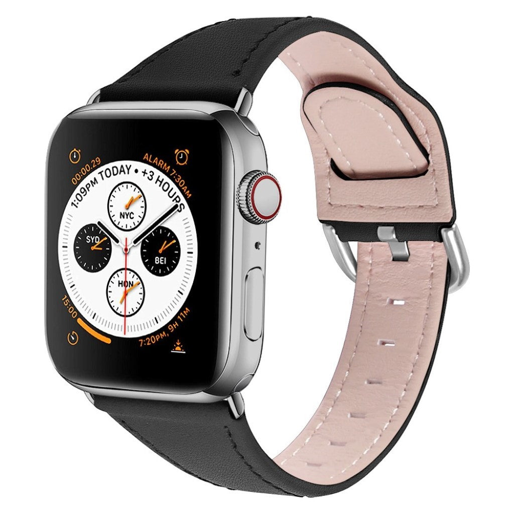 Smuk Apple Watch Series 1-3 38mm Ægte læder Rem - Sort#serie_1