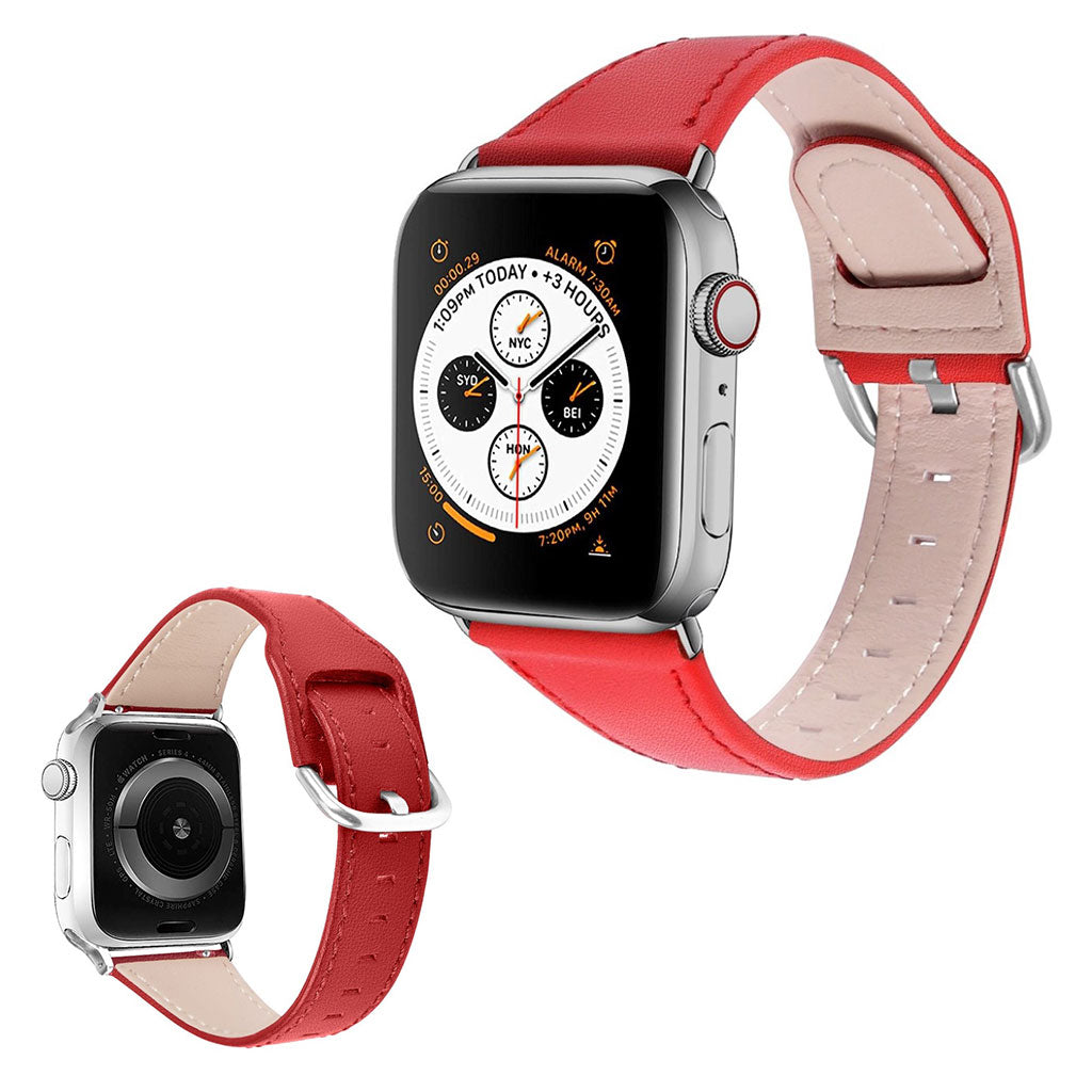 Smuk Apple Watch Series 1-3 38mm Ægte læder Rem - Rød#serie_3