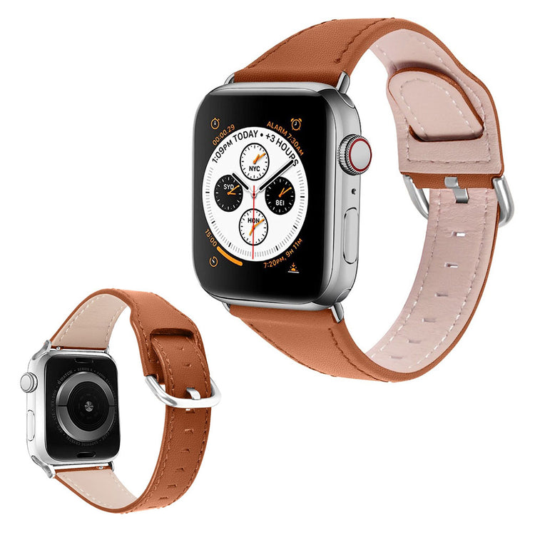 Smuk Apple Watch Series 1-3 38mm Ægte læder Rem - Brun#serie_6