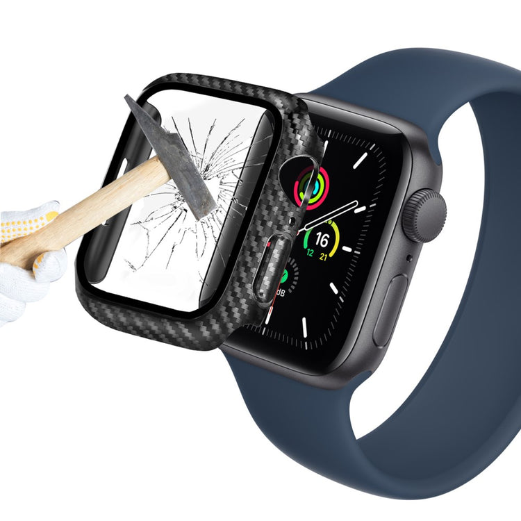 Mega Godt Apple Watch Series 1-3 38mm Cover med Skærmbeskytter i Plastik og Hærdet Glas - Sort#serie_070