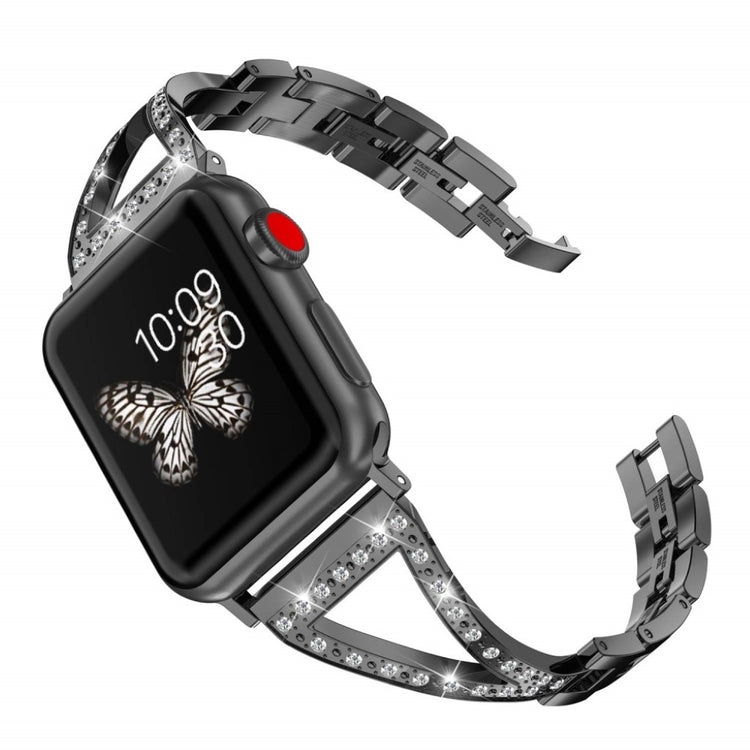 Holdbart Apple Watch Series 4 40mm Metal og Rhinsten Rem - Sort#serie_1