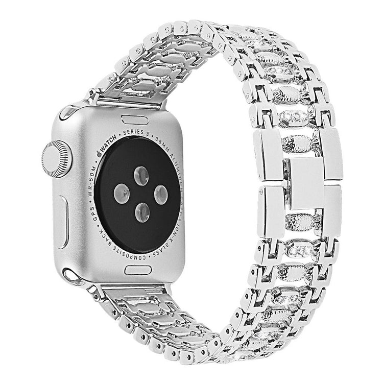Slidstærk Apple Watch Series 4 40mm Metal og Rhinsten Rem - Sølv#serie_5