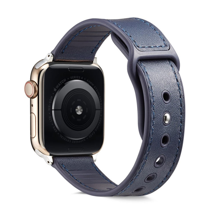 Vildt pænt Apple Watch Series 4 44mm Ægte læder Rem - Blå#serie_4