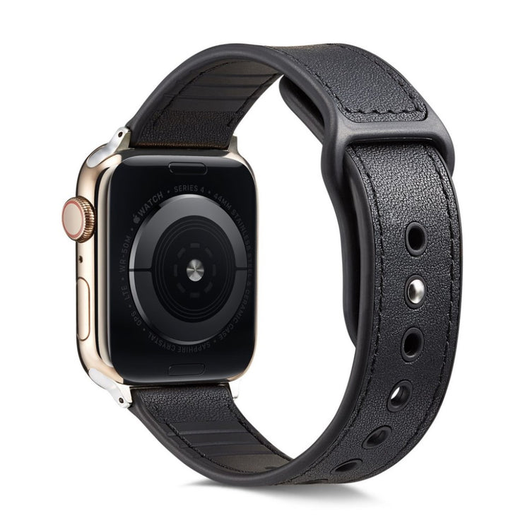 Vildt pænt Apple Watch Series 4 44mm Ægte læder Rem - Sort#serie_6