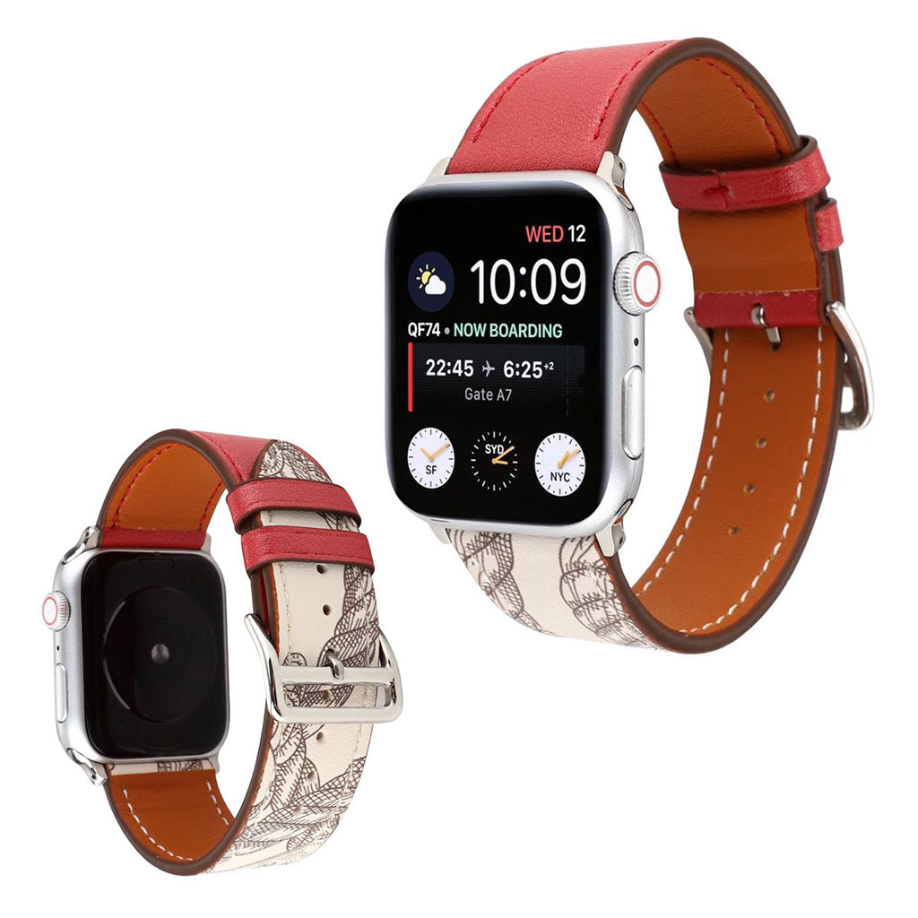 Meget fantastisk Apple Watch Series 5 40mm Ægte læder Rem - Rød#serie_2