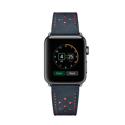  Apple Watch Series 5 40mm / Apple Watch 40mm Ægte læder Rem - Blå#serie_1