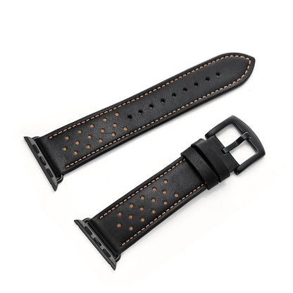  Apple Watch Series 5 40mm / Apple Watch 40mm Ægte læder Rem - Sort#serie_4
