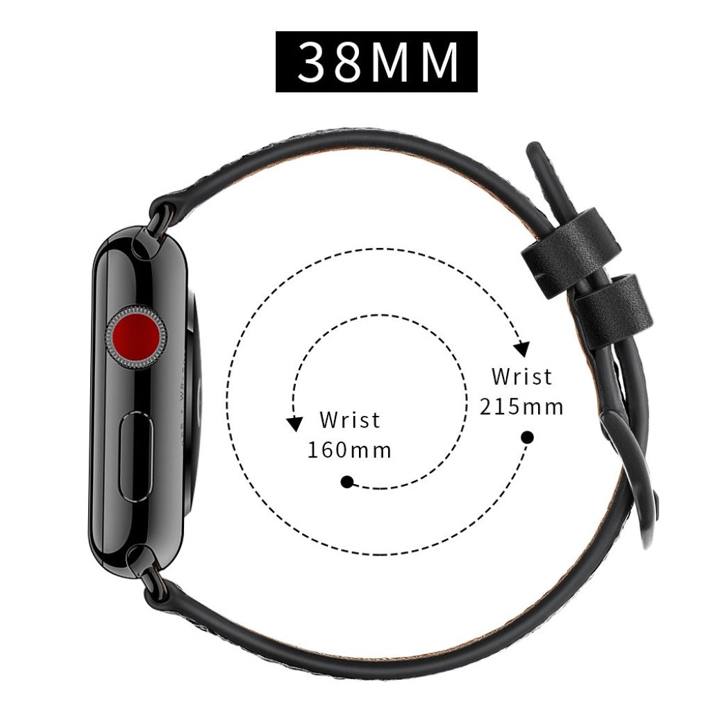  Apple Watch Series 5 40mm / Apple Watch 40mm Ægte læder Rem - Sort#serie_4