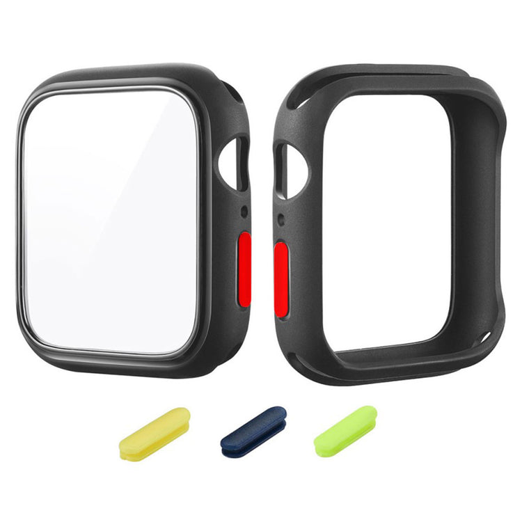 Mega Flot Apple Watch Series 6 40mm / Apple Watch Series 5 40mm Cover med Skærmbeskytter i Silikone og Hærdet Glas - Sort#serie_1