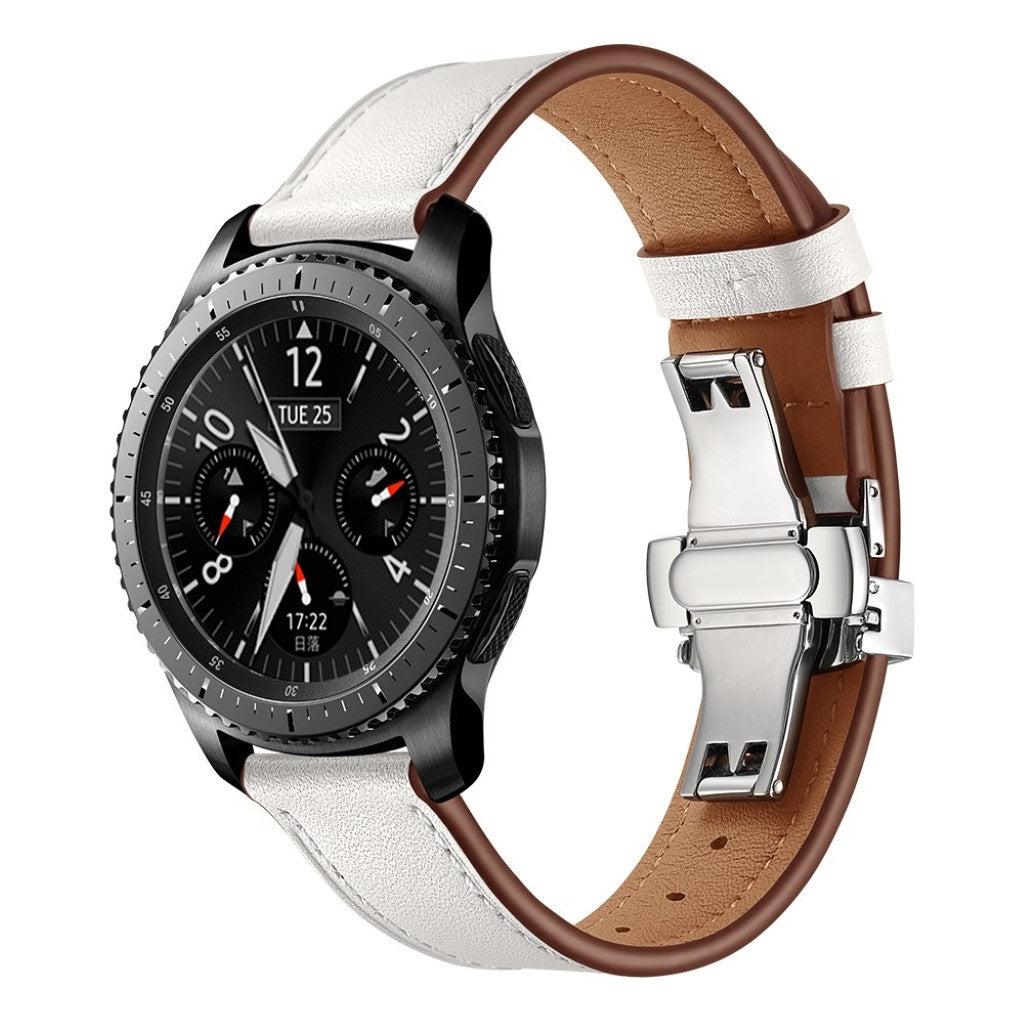  Samsung Gear S3 / Samsung Gear S3 Frontier Ægte læder Rem - Hvid#serie_13