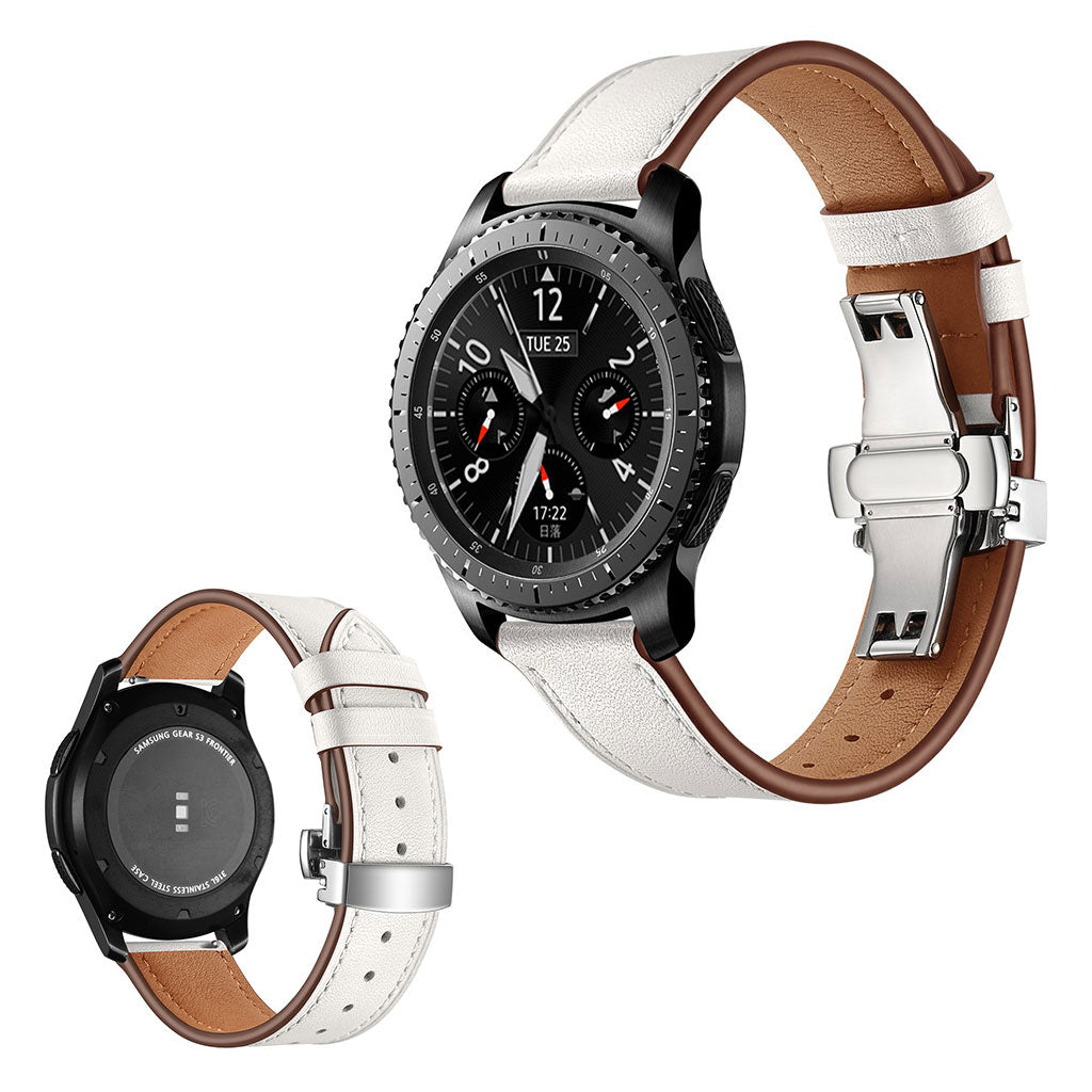  Samsung Gear S3 / Samsung Gear S3 Frontier Ægte læder Rem - Hvid#serie_13