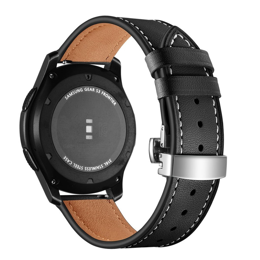  Samsung Gear S3 / Samsung Gear S3 Frontier Ægte læder Rem - Sort#serie_15