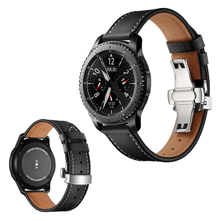  Samsung Gear S3 / Samsung Gear S3 Frontier Ægte læder Rem - Sort#serie_15