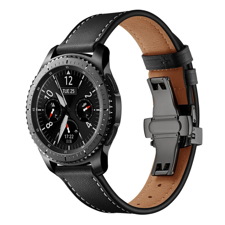  Samsung Gear S3 / Samsung Gear S3 Frontier Ægte læder Rem - Sort#serie_4