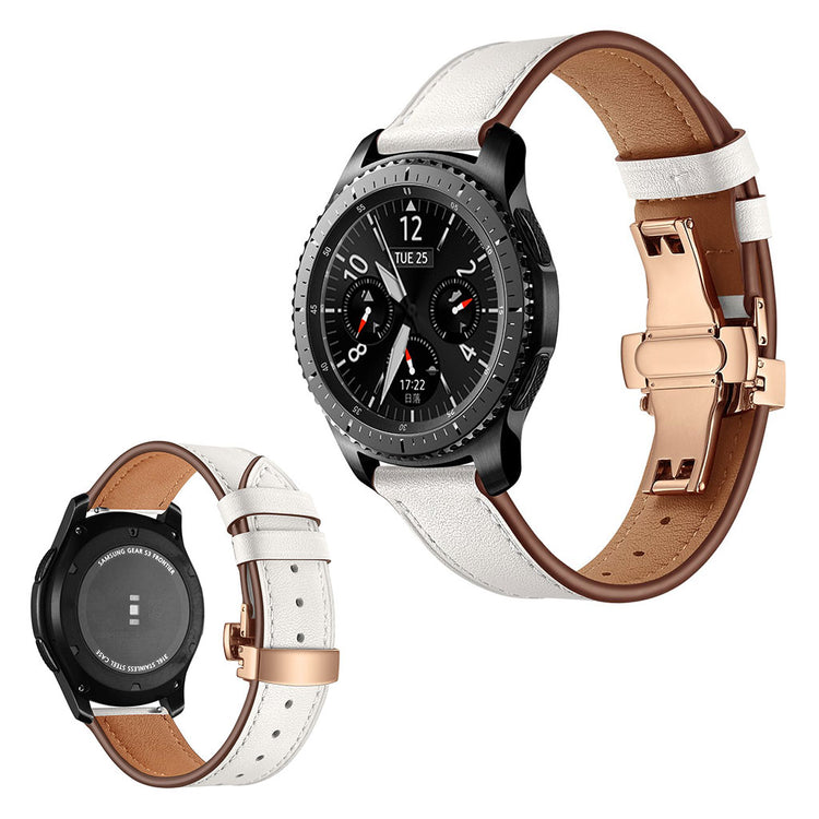  Samsung Gear S3 / Samsung Gear S3 Frontier Ægte læder Rem - Hvid#serie_7