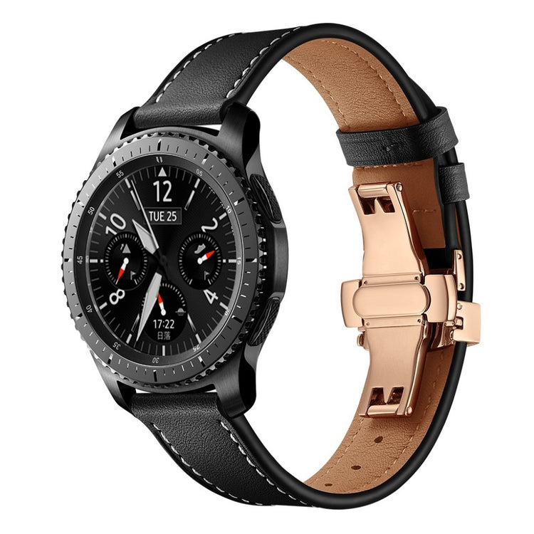  Samsung Gear S3 / Samsung Gear S3 Frontier Ægte læder Rem - Sort#serie_9