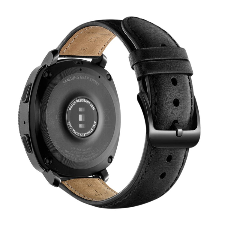 Helt vildt hårdfør Samsung Gear Sport Ægte læder Rem - Sort#serie_1