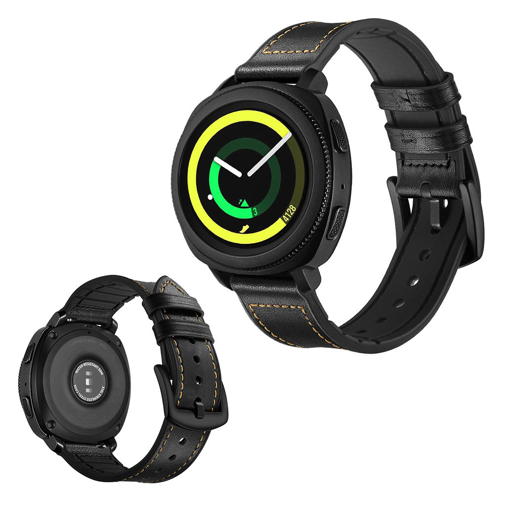 Super cool Samsung Gear Sport Ægte læder Rem - Sort#serie_3