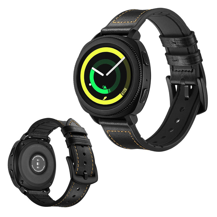 Super cool Samsung Gear Sport Ægte læder Rem - Sort#serie_3