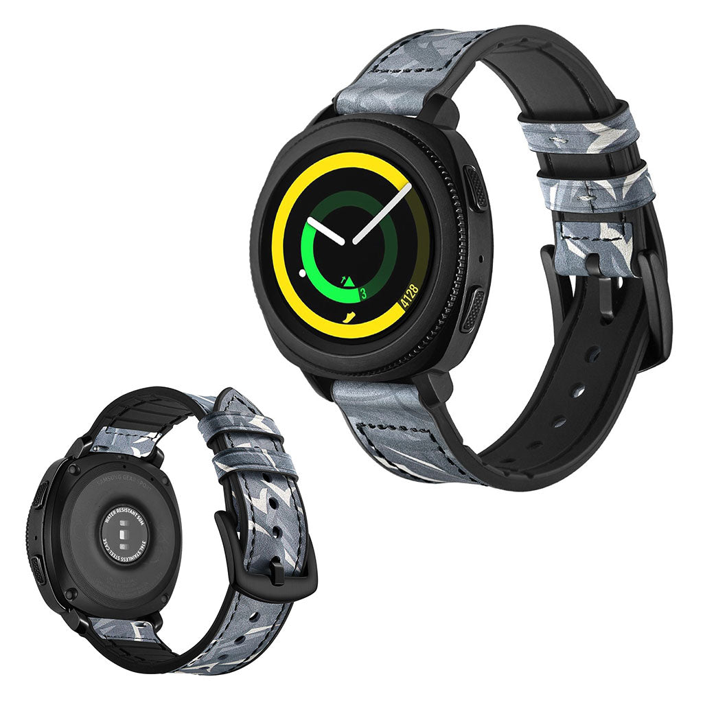 Super cool Samsung Gear Sport Ægte læder Rem - Sølv#serie_5