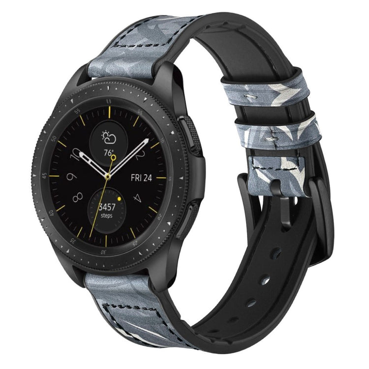 Meget pænt Samsung Galaxy Watch (42mm) Ægte læder Rem - Sølv#serie_5