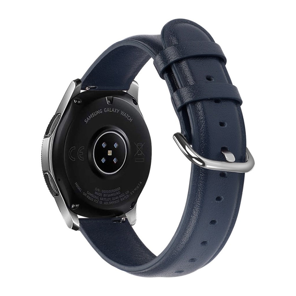 Meget fint Samsung Galaxy Watch (46mm) Ægte læder Rem - Blå#serie_6