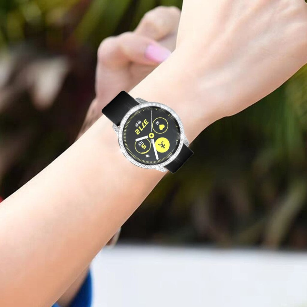 Samsung Galaxy Watch Active  Rhinsten og Silikone Bumper  - Sølv#serie_2