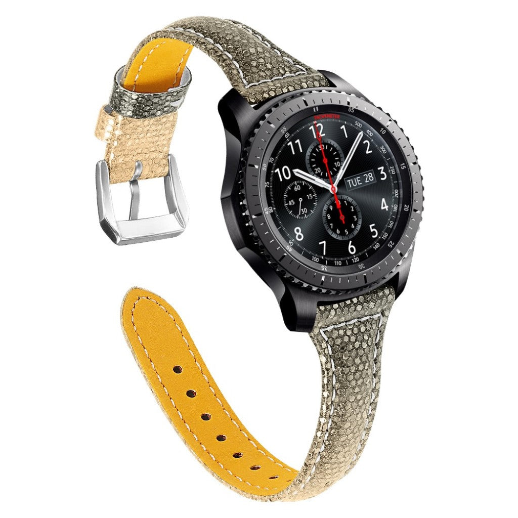 Super fantastisk Samsung Gear S3 Frontier Ægte læder Rem - Guld#serie_2