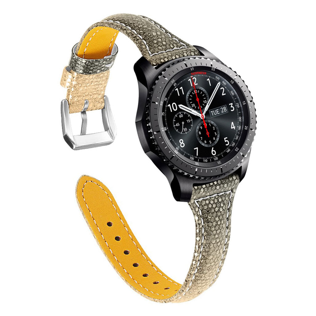 Super fantastisk Samsung Gear S3 Frontier Ægte læder Rem - Guld#serie_2