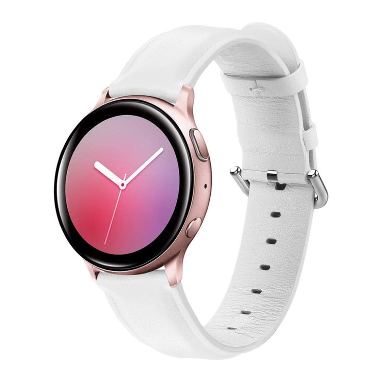 Fed Samsung Galaxy Watch Active 2 - 44mm Ægte læder Rem - Hvid#serie_1