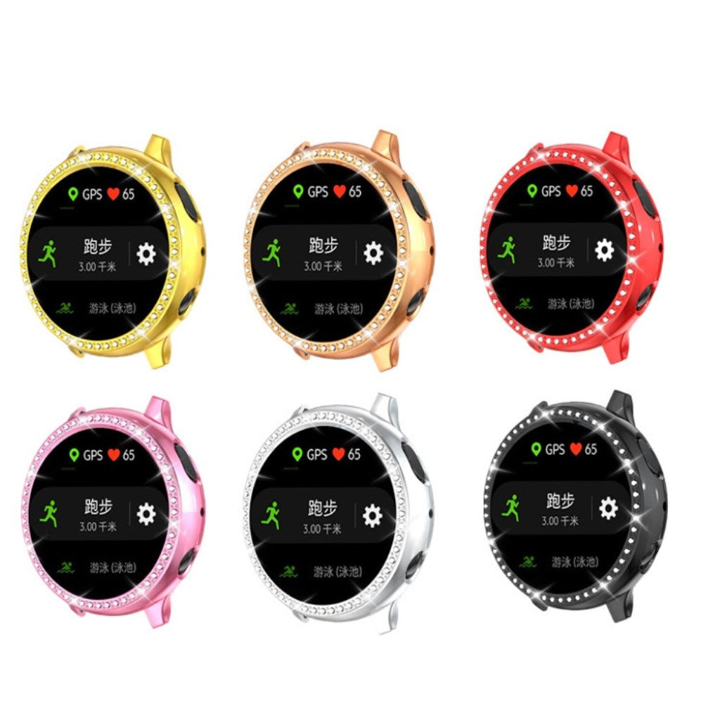 Samsung Galaxy Watch Active 2 - 44mm  Rhinsten og Silikone Bumper  - Sort#serie_1