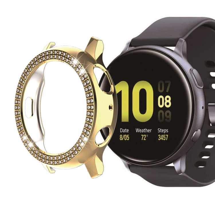 Samsung Galaxy Watch Active 2 - 44mm Elegant Rhinsten og Silikone Bumper  - Guld#serie_7